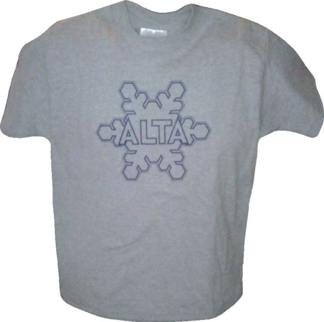 Kids Front Alta Flake T-Shirt, in navy and sport grey.